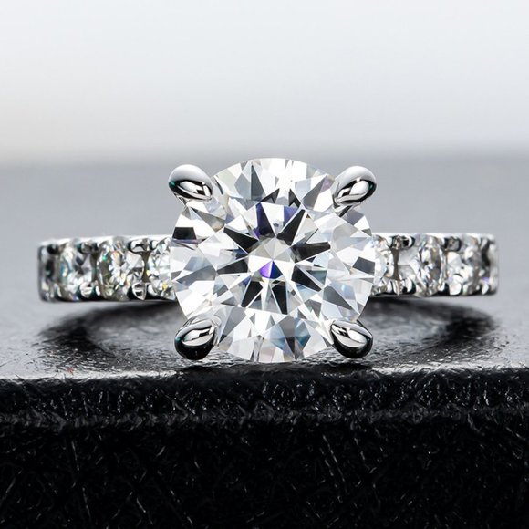 Jewelry - Certified 4.3 ct. t.w. Moissanite Diamond 4 Prone Solitaire Engagement R…